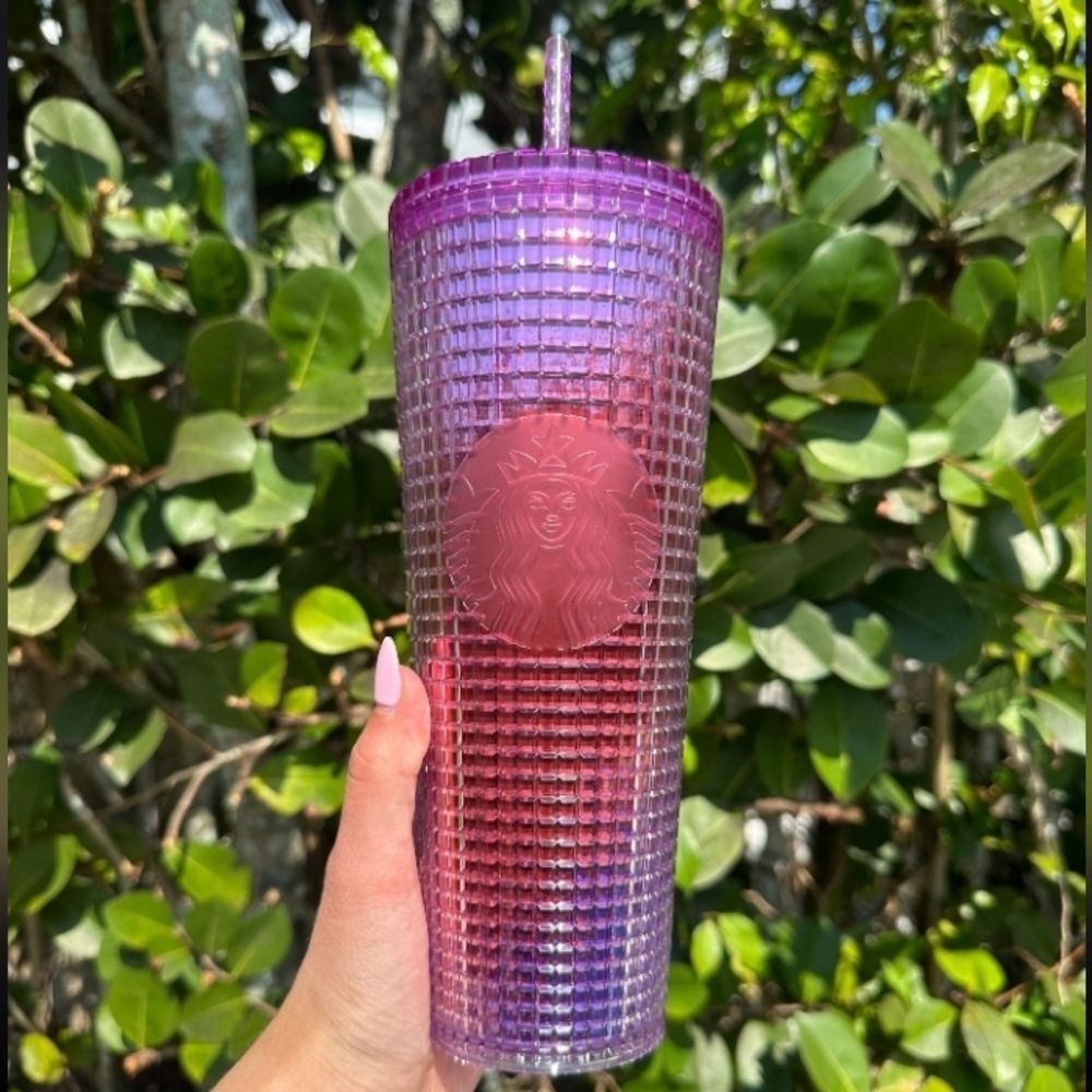 starbucks 2021 summer purple and red grid kaleidoscope 24 oz venti cold tumbler